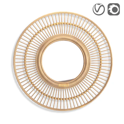 Round rattan mirror Nogu — Ver 1