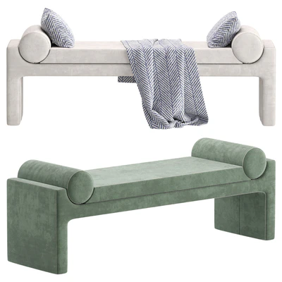 Coco Republic Bleecker Bench Velvet and Leather 8 set — Ver 6