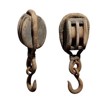 old wooden double pulley 001 — Descargar