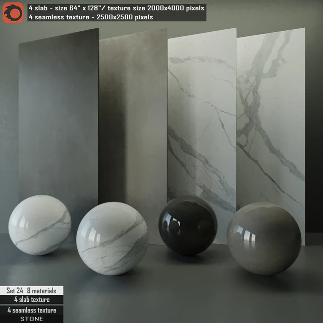 Stone slab & Seamless texture Set 24 — Descargar
