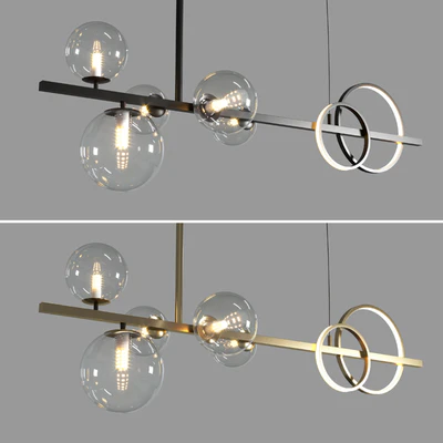 Artpad Modern European Glass Bubble Dining room Pendant Lights Black & gold — Ver 1