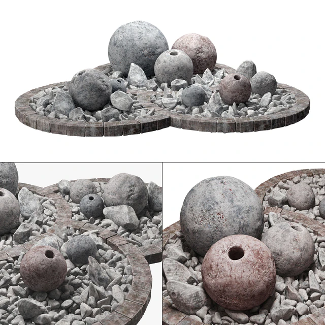 Flowerbad stone sphere decor / Stone bed with spherical decor — Descargar