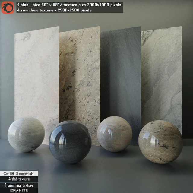 Granite slab & Seamless texture Set 09 — Descargar