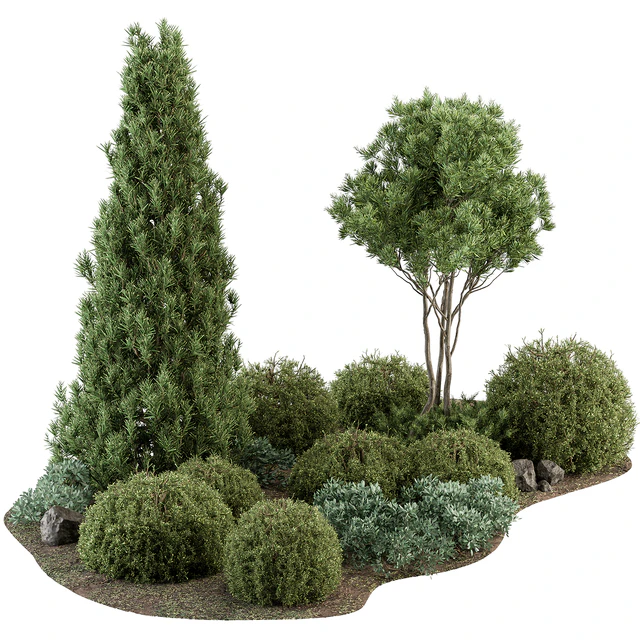 Garden Set Topiary and pine Plants - Outdoor Plants Set 410 — Скачать