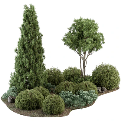Garden Set Topiary and pine Plants - Outdoor Plants Set 410 — Вид 1