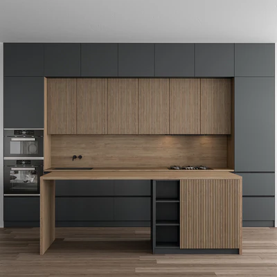 Kitchen Modern - Gray and Wood 107 — Ver 1