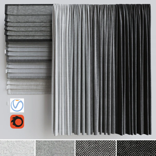 A set of curtains + a set of Roman curtains 1. Gray scale — Descargar