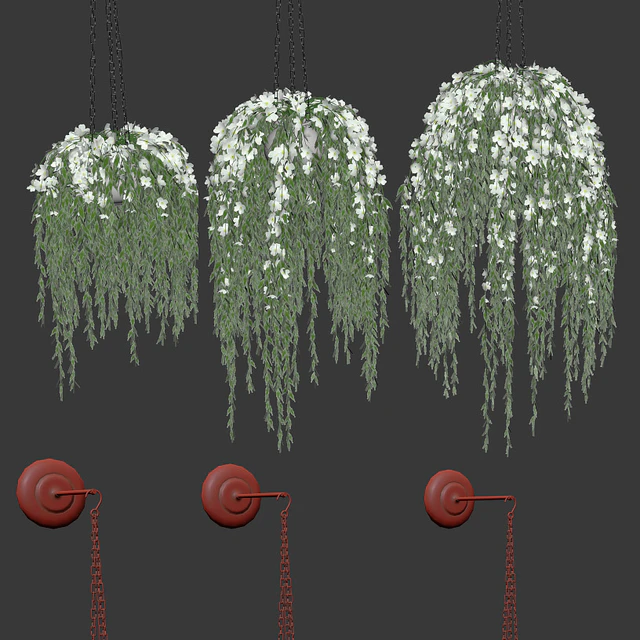 Flowers in pots on a chain — Descargar