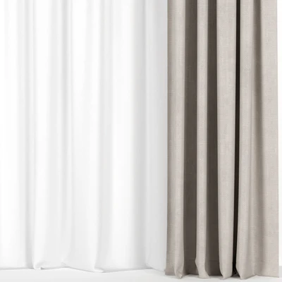 Beige curtains with tulle. — Ver 3