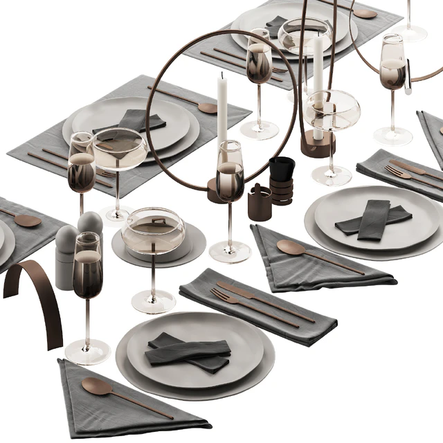 064 Tableware decor set 02 biege and bronze 00 — Descargar