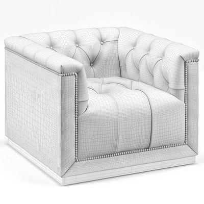 Emmy Rustic Lodge Black Leather Tufted Cube Armchair — Вид 3