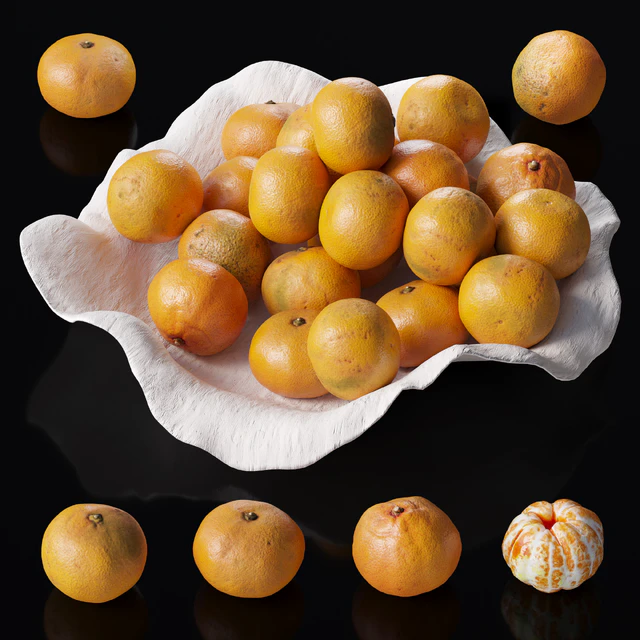 Tangerines in a clay bowl — Download