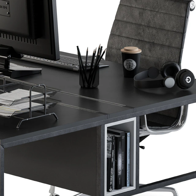 Office Furniture Employee Set Black — Скачать
