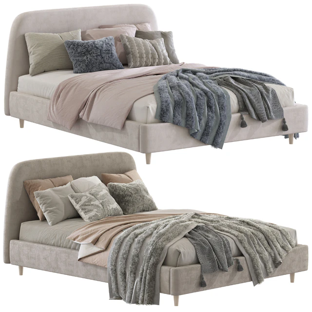 Кровать Oatmeal Raelynn Upholstered Bed — Скачать