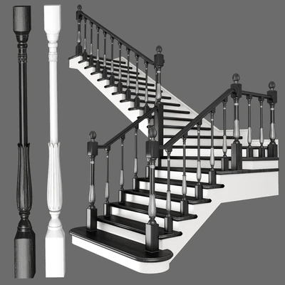 Corner staircase with zaubezhnymi steps, 3 colors — Ver 3