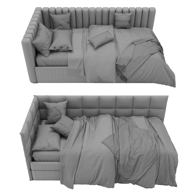 Corner Bed With Panels — Скачать