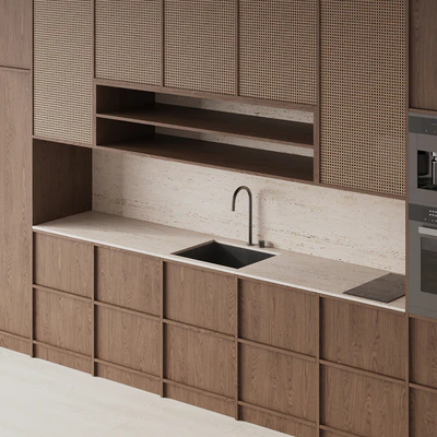 DARK WOOD KITCHEN WITH RATTAN — Вид 4