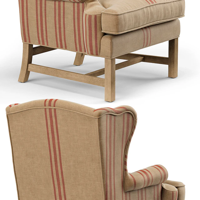 Khaki Linen English Club Chair with Red Stripe — Descargar