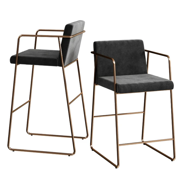 CB2 rouka grey upholstered bar stools — Скачать