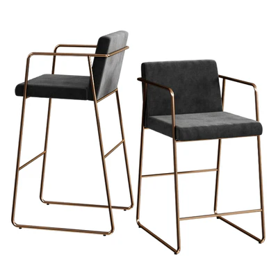 CB2 rouka grey upholstered bar stools — Скачать