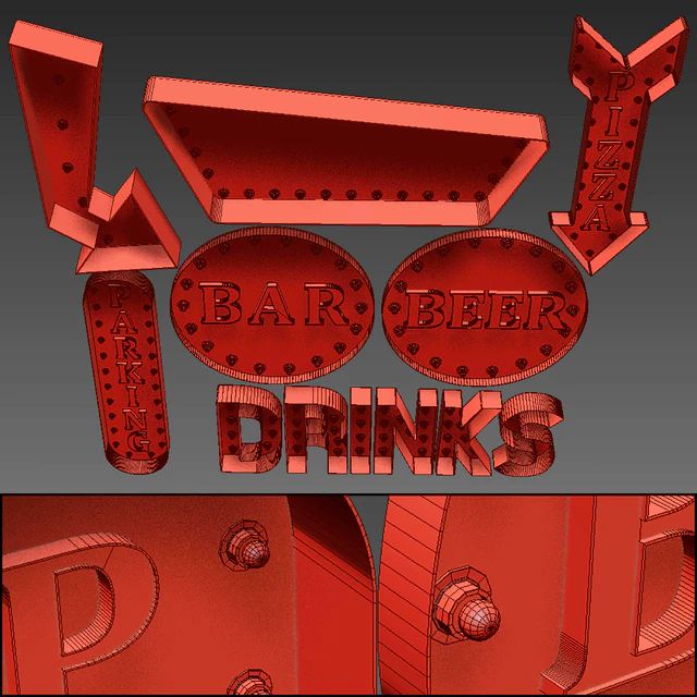 Lighted Metal sign. Set 15 — Descargar