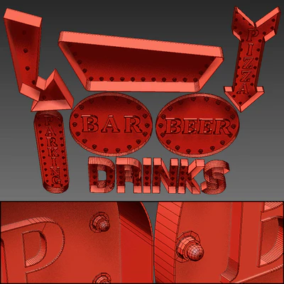 Lighted Metal sign. Set 15 — Ver 2