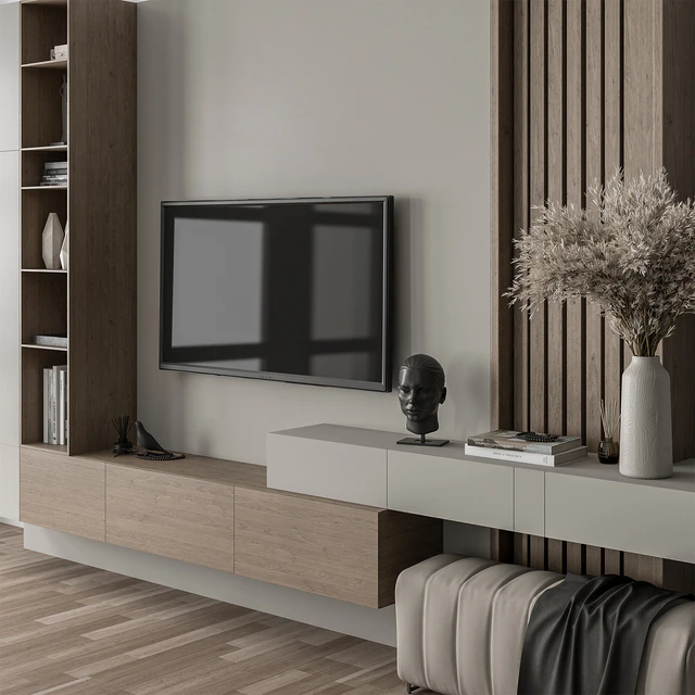 TV Wall Gray and Wood with Hallway Cabinet - Set 37 — Descargar