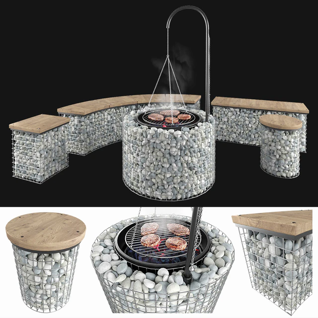 Gabion fireplace benches — Скачать