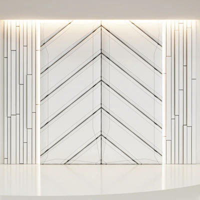 Headboard made from beige panels and gold planks — Ver 4