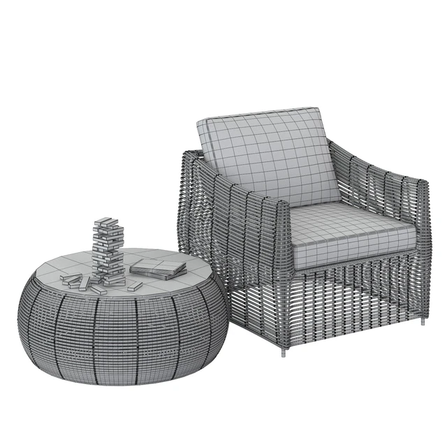 Table and rattan chair — Descargar
