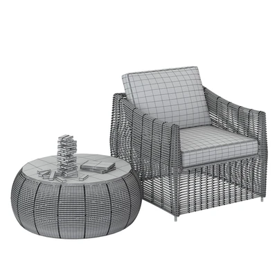 Table and rattan chair — Ver 3