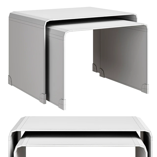 Set of two stackable coffee tables made of tempered glass Joan — Descargar