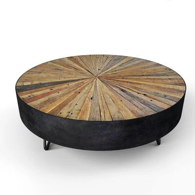 Salvaged Round Pinwheel Coffee Table — Ver 1