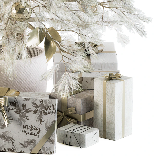 Christmas Decoration 01 - Christmas White Tree with Gift — Descargar