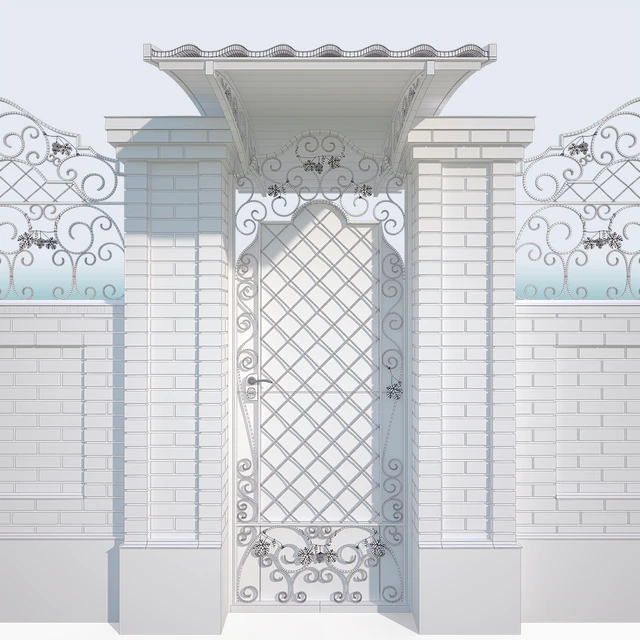 Brick fence forging gate — Скачать