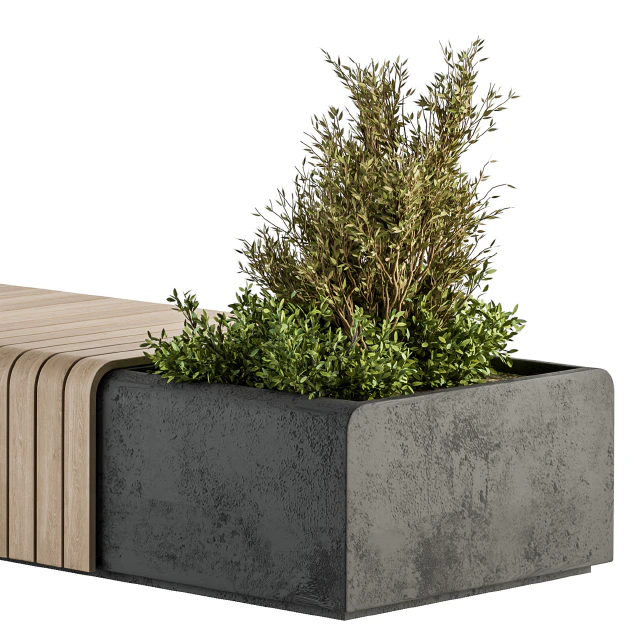 Urban Furniture / Architecture Bench with Plants- Set 13 — Скачать