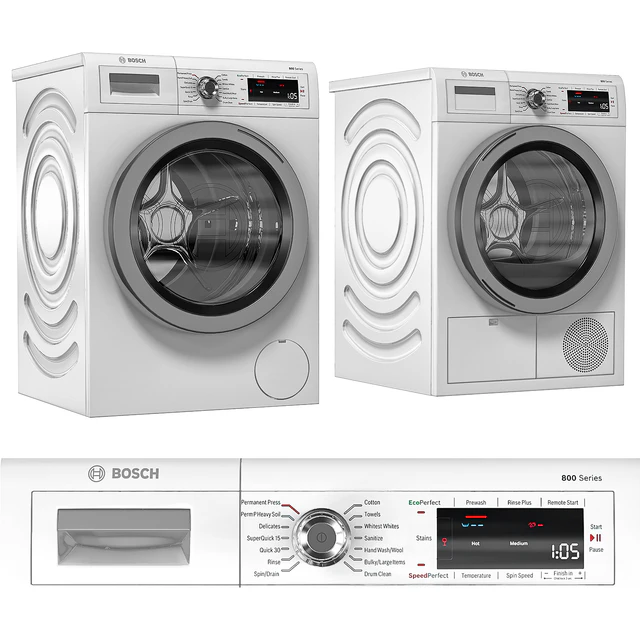 Bosch 800 Series Washing Machine and Dryer - Bosch WAT28402UC - Bosch WTG865H4UC — Descargar