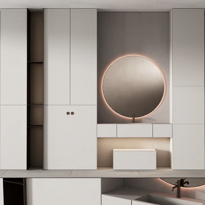 249 bathroom furniture 07 minimal modern round mirror — Вид 1