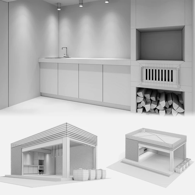 Gazebo with summer kitchen — Descargar