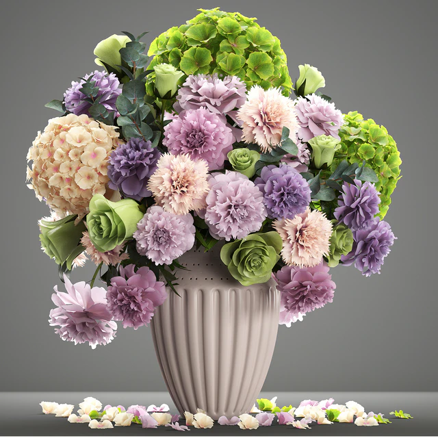 A bouquet of flowers 63. Spring flowers, vase, decor, hydrangea, peony, eucalyptus, carnation, rose — Descargar