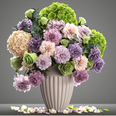 A bouquet of flowers 63. Spring flowers, vase, decor, hydrangea, peony, eucalyptus, carnation, rose — Ver 1