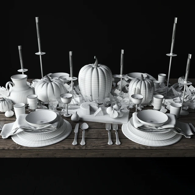 Autumn table setting with pumpkins — Descargar