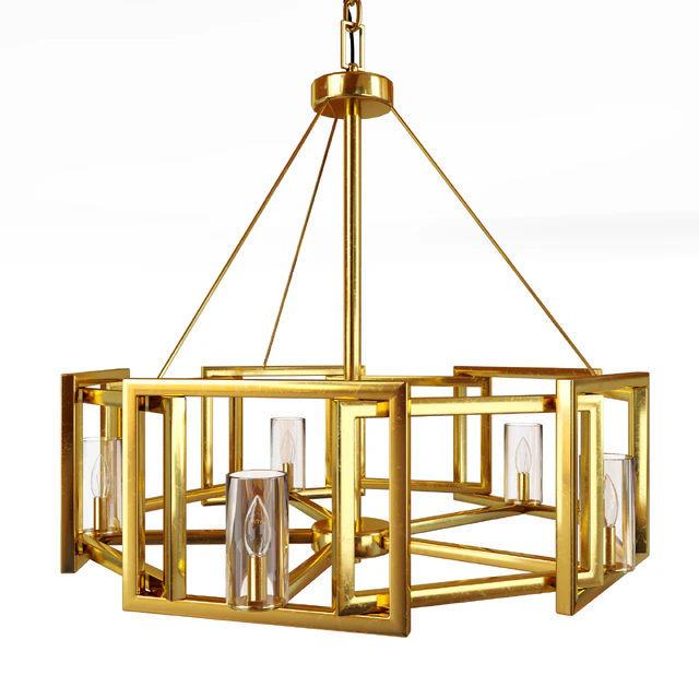 Marco 5 Light Chandelier White Gold with Clear Glass — Descargar