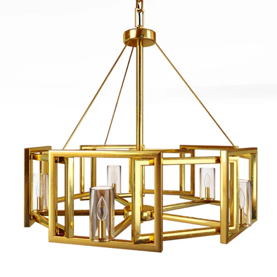 Marco 5 Light Chandelier White Gold with Clear Glass — Ver 1
