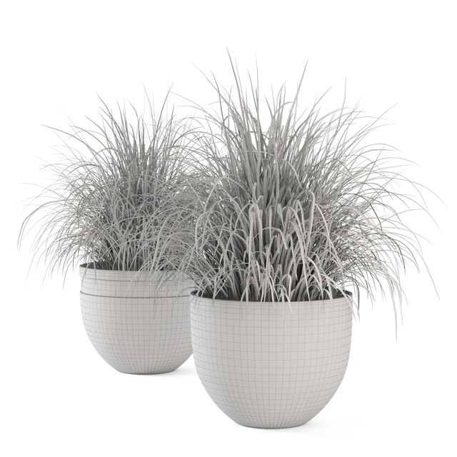Outdoor Plants Bush  in rusty Concrete Pot - Set 186 — Скачать