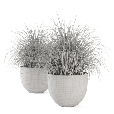 Outdoor Plants Bush  in rusty Concrete Pot - Set 186 — Вид 5