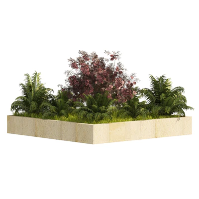 Garden border plant set, low poly — Ver 5