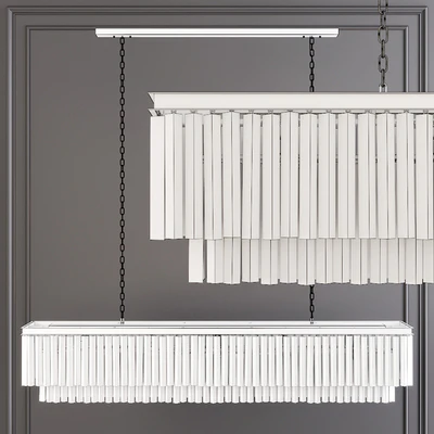 Restoration Hardware 1920S ODEON CLEAR GLASS FRINGE RECTANGULAR CHANDELIER 71 Brass — Ver 2