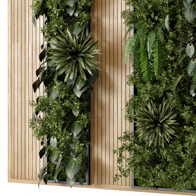 Indoor Wall  Vertical Garden in Wooden Base - Set 536 — Скачать