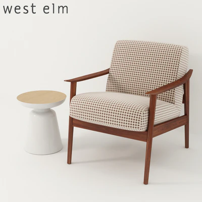 West Elm. Mid-Century Show Wood Upholstered Chair + Martini Two Tone Side Table — Ver 1